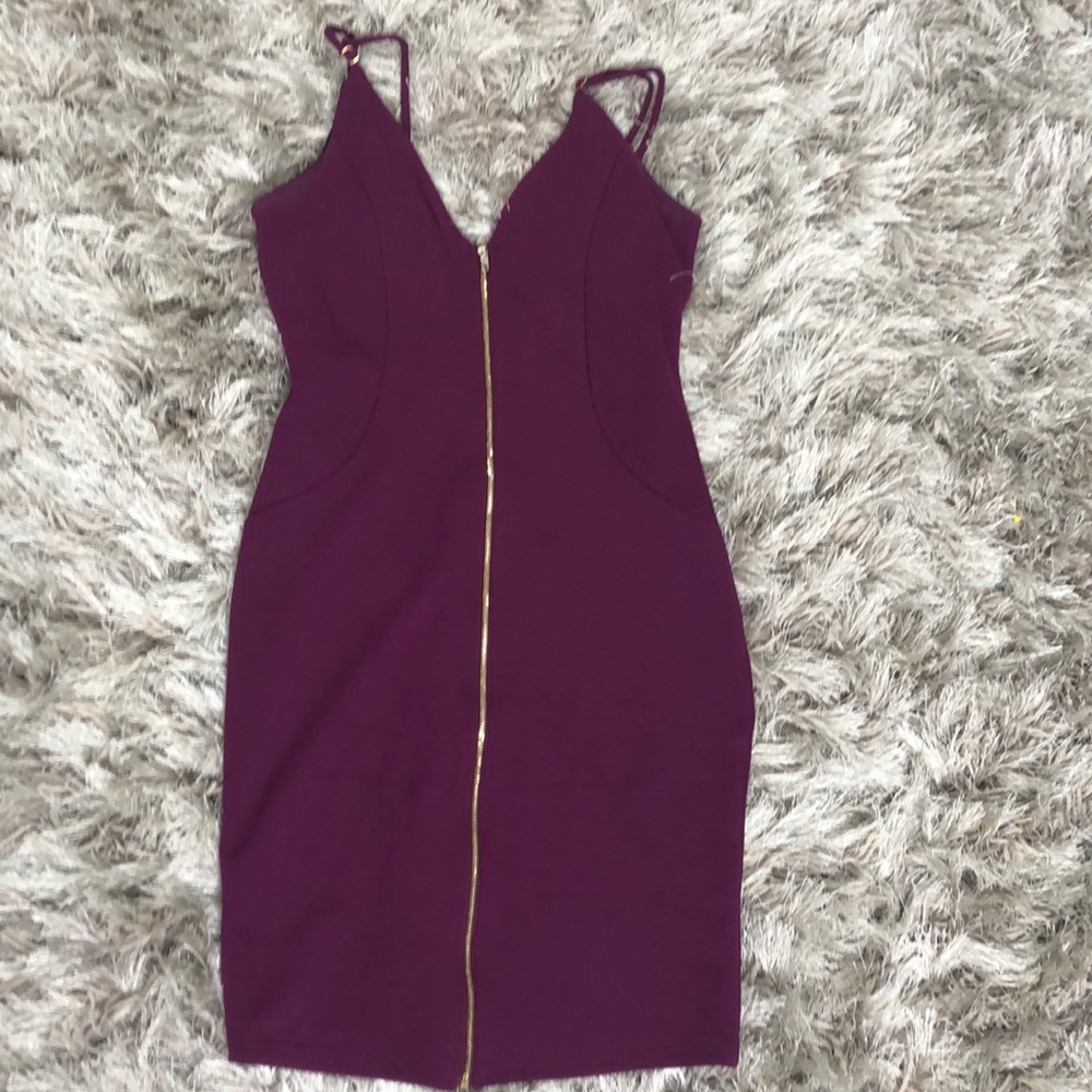 Violet Mini Dress with gold zipper